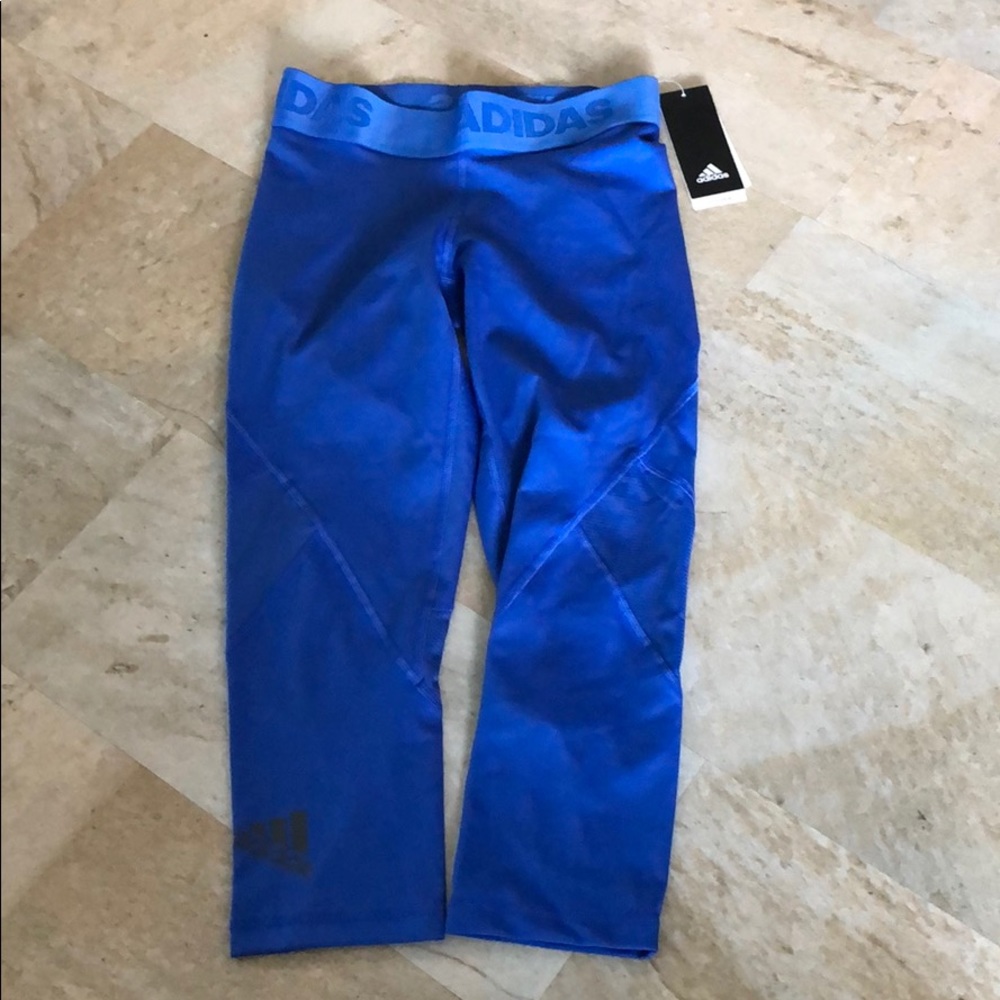 XS Blue Adidas Alphaskin Leggings